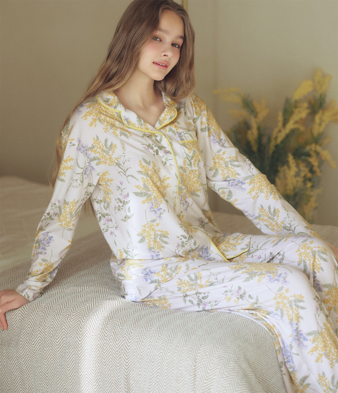 Peach John, Japanese Mimosa Floral Pajamas